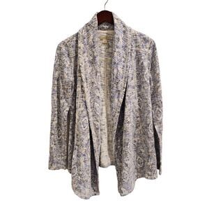 Lucky Brand Heathered Aztec Print Open Waterfall Cardigan Sweater BlueSmall